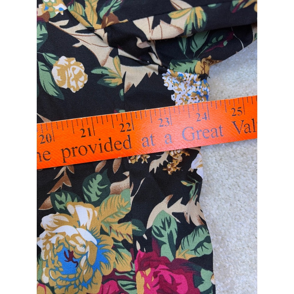 Allegra K Floral Blazer Womens XL Black Multicolor Rose Print Notch Lapel Jacket - Picture 7 of 8